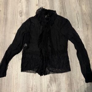 Alberta Ferretti 100% Silk black long sleeve blouse